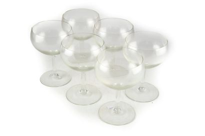 null Set of 6 large footed glasses. Circa 1980