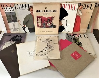 null Set of magazines "L'Officiel" and "Vogue" and press kits of Yves Saint Laurent...