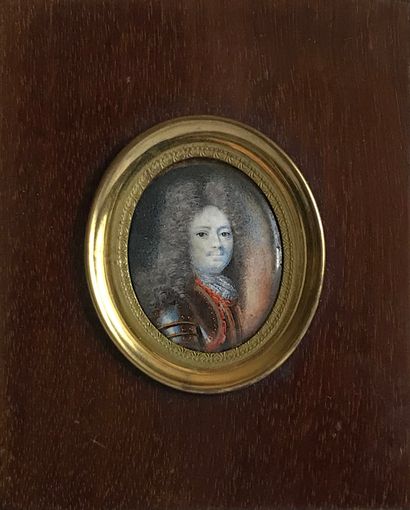 null ECOLE FRANCAISE du DEBUT du XVIIIe
Portrait d'un militaire en cuirasse
Miniature...