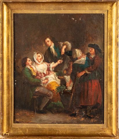 null FRENCH SCHOOL in the taste of Greuze
Domestic Saynettes
Pair of oil on canvas,...