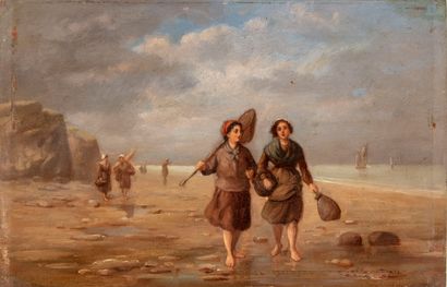 null FRENCH SCHOOL end of XIXth - Vincenzo LORIA (1850-1939) 
Return from fishing
Oil...