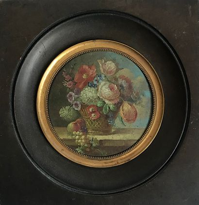 null ECOLE HOLLANDAISE XVIIIe
Panier de fleurs et fruits posés sur un entablement
Miniature...