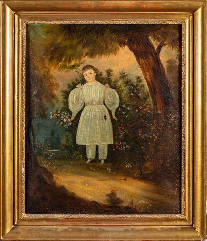 null School of the XIXth century
Young girl with flowers
Oil on canvas signed and...