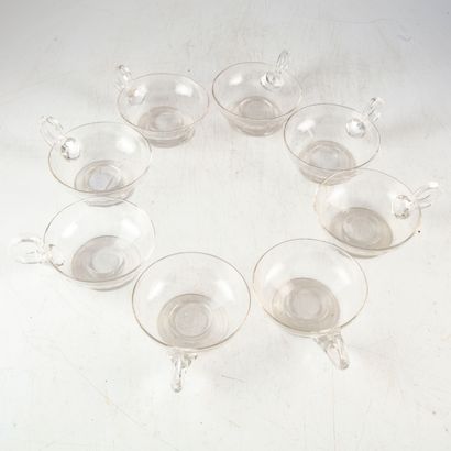 null Set composed of a glass grape cup with engraved decoration and eight glass fruit...