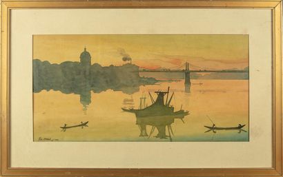 null Ed. ALET (XIX - XX)
The Thames
Pair of watercolors
Signed and dated one in lower...
