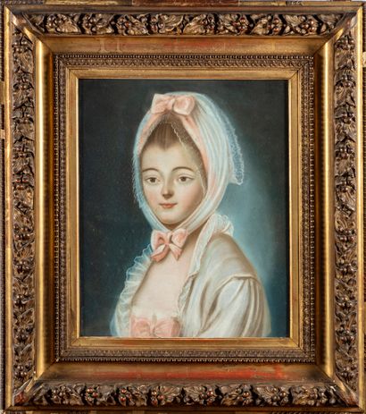 null In the taste of Joseph DUCREUX (1735-1802)
Portrait of a young girl with a pink...