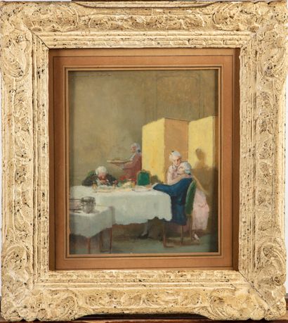 null Lucien Victor GUIRAND de SCÉVOLA (1871-1950)
Dinner in the 18th Century 
Gouache...
