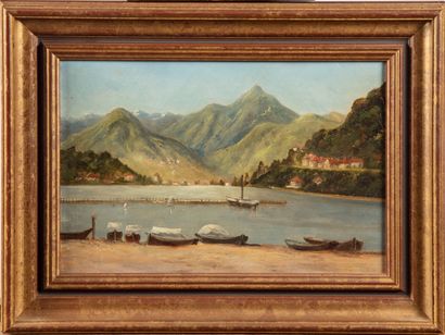 null FRENCH SCHOOL early 20th century
Mountain landscape by a lake
Oil on canvas,...