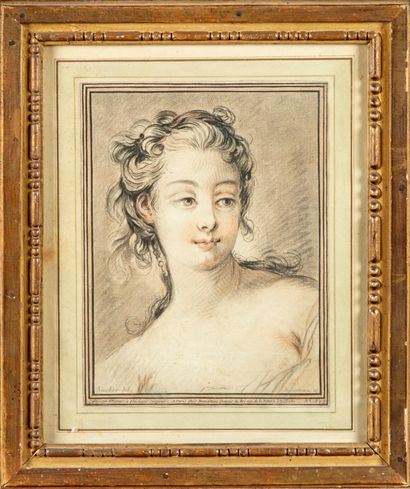 null École FRANCAISE d'après François BOUCHER, gravé par DEMARTEAU
Portraits de jeune...