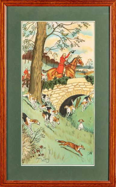 null After Harry ELIOTT
Hunting Scene
Two engravings in color
45 x 22,5 cm at si...