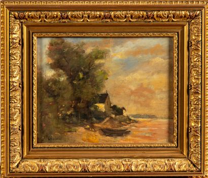 null FRENCH SCHOOL of the end of the XIXth century 
Seaside landscape 
Oil on panel,...