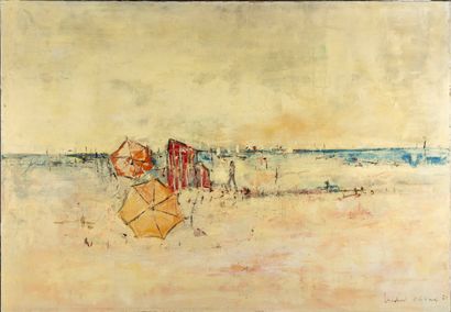 null Michel BRUCE ( 1938 - )
Les parasols de plage
Huile sur toile - signée et datée...