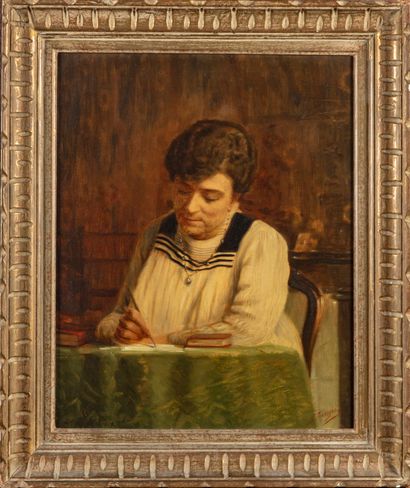 null FRENCH SCHOOL of the 19th century
Portrait of a woman
Oil on canvas, signed...