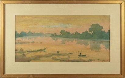 null Ed. ALET (XIX - XX)
The Thames
Pair of watercolors
Signed and dated one in lower...