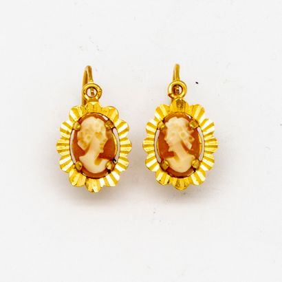 Pair of yellow gold earrings with cameo
Gross...