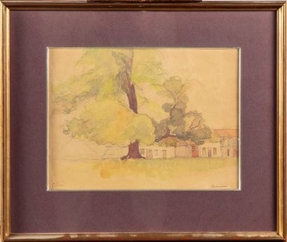 null Maurice VAUMOUSSE ( 1876 - 1961 )
Landscape of a house in the Allier
Watercolor,...
