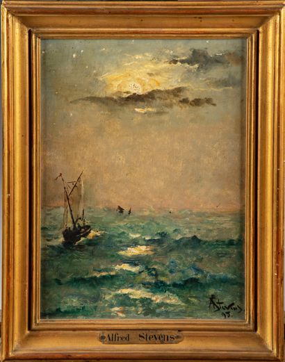 null Alfred STEVENS (1823-1906)
Marine
Oil on wood, signed lower right and dated...