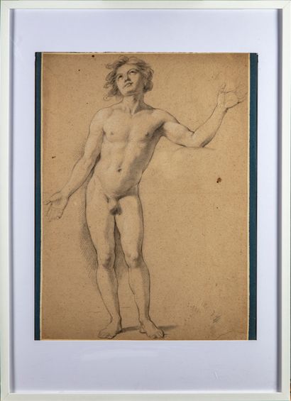 null Charles-Antoine COYPEL (1694-1752)
Academy of a man 
Black stone, light white...