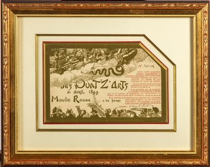 null Carton d'invitation de M. Morax des Quat'Z'arts le 21 avril 1899 au Moulin Rouge...