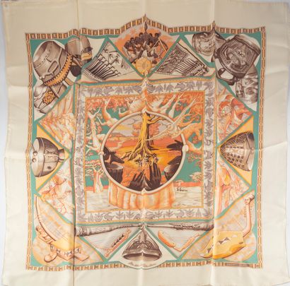 HERMES HERMES - Paris
Silk square with printed pattern, titled "Au son du Tam-Tam".
Created...