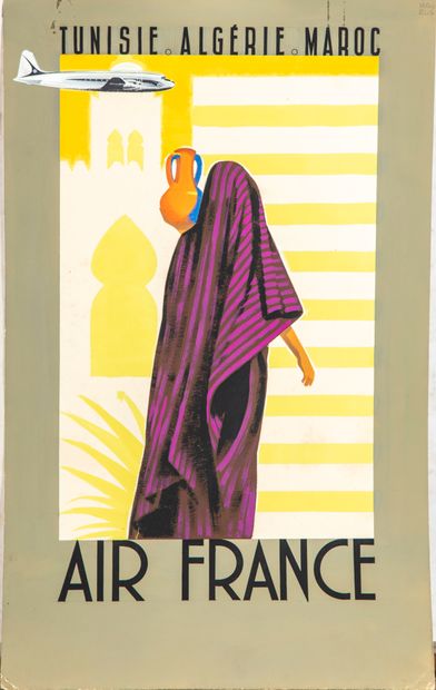 null Edmond MAURUS (Actif entre 1925 et 1955)
Maquette d'affiche pour Air France...