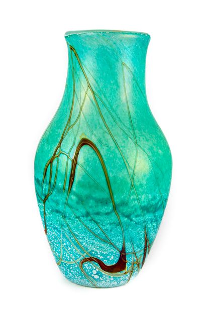 null Jean-Pierre CINQUILLI (XXth)
Vase in blown glass with abstract decoration
Signed...