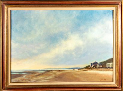 null Jean MARC (XXe) 
Houlgate, plage à marée basse 
Huile sur toile, signée en bas...