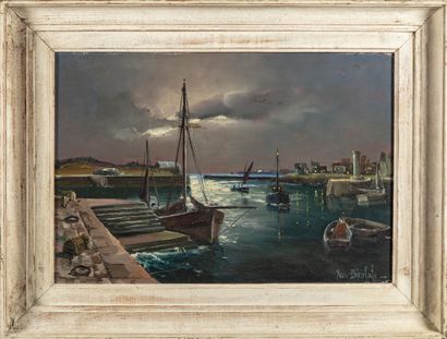 Yvon DIEULAFE (1903-1990)
Le voilier à quai...