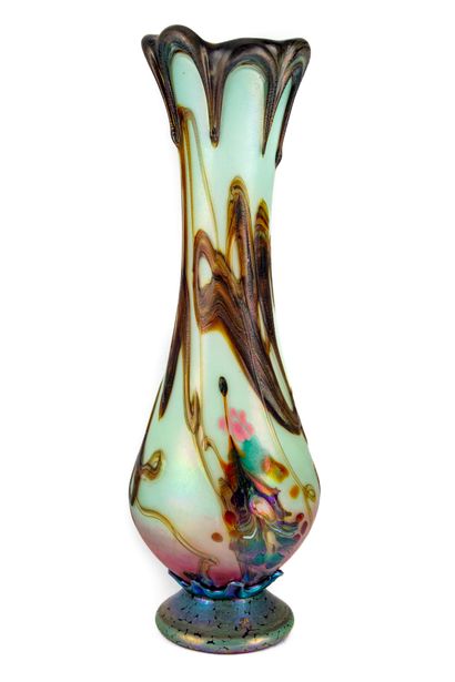 null Pascal GUYOT and Bernard ACONITO (XXth)
Important vase in blown glass with decoration...