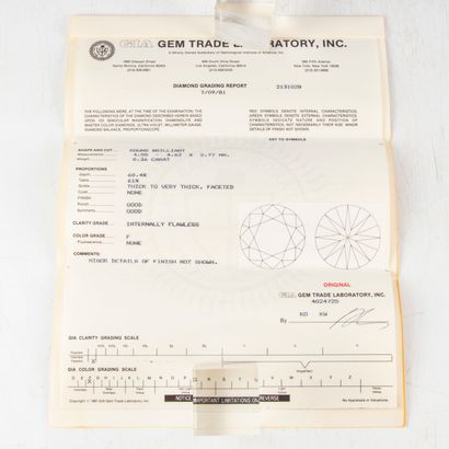 null Diamant sur papier 0,36 carat, taille brillant 
On joint son certificat de l'EGL...