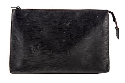 VUITTON LOUIS VUITTON 
Black leather clutch 
Worn