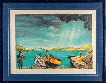 null Salvador DALI (1904-1989)
The angel of Port Lligat.
Lithograph embossed in color...