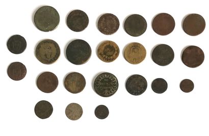 null Ensemble de 23 pièces ancien Régime XVIIIe et période Révolutionnaire en métaux...