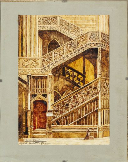null Francisque RABERAIN (1888- ?) 
Cathédrale de Rouen, escalier de la bibliothèque...