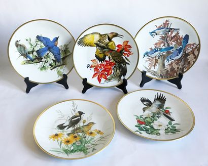 null Roger TORY PETERSON & Manufacture Georges BOYER - Limoges 
Set of five decorative...