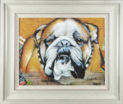 null AUGUSTO S. - XXIe
Bulldog (Bouledogues) anglais 
Acrylique sur toile
40 x 50...