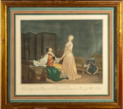 null D'après FRAGONARD (1732-1806)
Le Verrou et Le Contrat 
Ensemble de deux gravures...