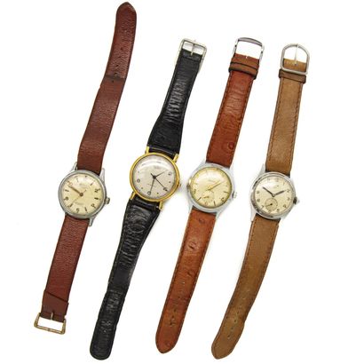 null Ensemble de 4 montres bracelet d'homme, dont Butex, Aga, Génie et Admira. 
Chronométrie...