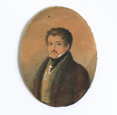 null ECOLE FRANCAISE milieu du XIXe siècle
Portrait d'homme de 3/4
Miniature au crayon...