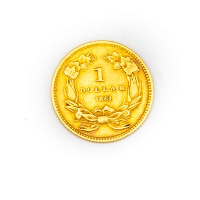 null Pièce de 1 dollar 1861 en or 
Poids : 1,7 g.