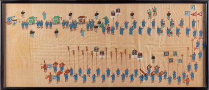 null CHINE 
Scènes de processions
Paire de peintures sur soie, copies
25 x 60 cm