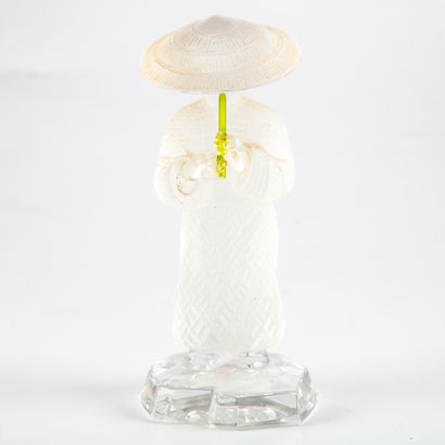 null MAISON SAINT-LOUIS
Figurine d'un personnage asiatique en cristal gravé, taillé,...