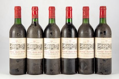 null "6 bouteilles Château Franc Mayne 1988 1er GC Saint-Emilion Grand Cru
(N. tlb,...