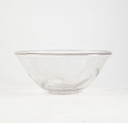 null LALIQUE
Coupe en verre transparent avec un motif d'épi de blé.
Signé "Lalique"
D.:...