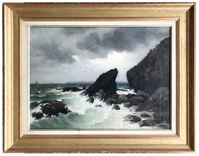 null Charles Théophile DEMORY (1833-1895)
Bord de mer aux rochers 
Huile sur toile,...