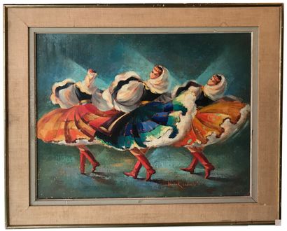 null Janick FERDERLÉ (1917)
Trois ballerines russes
Huile sur toile.
Signé en bas...