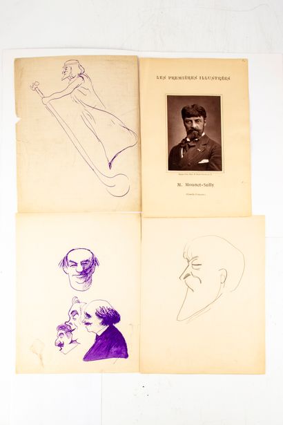 null Sacha GUITRY. Mounet-Sully, [vers 1905 ? ]. Deux dessins originaux. 27 x 21...