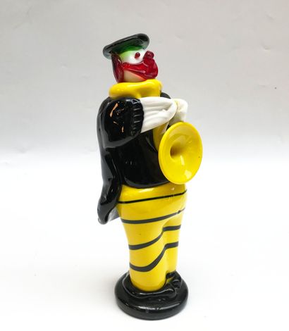 null Statuette en verre soufflé représentant un clown jouant du saxophone
H. : 24...