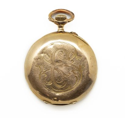 null Yellow gold pocket watch with engraved number on the back.
Gross weight: 27...