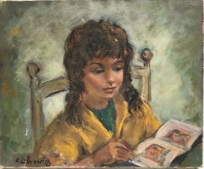 null Katrine LIBROWICZ ( 1912 - 1991 )
Petite fille lisant
Huile sur toile, signée...